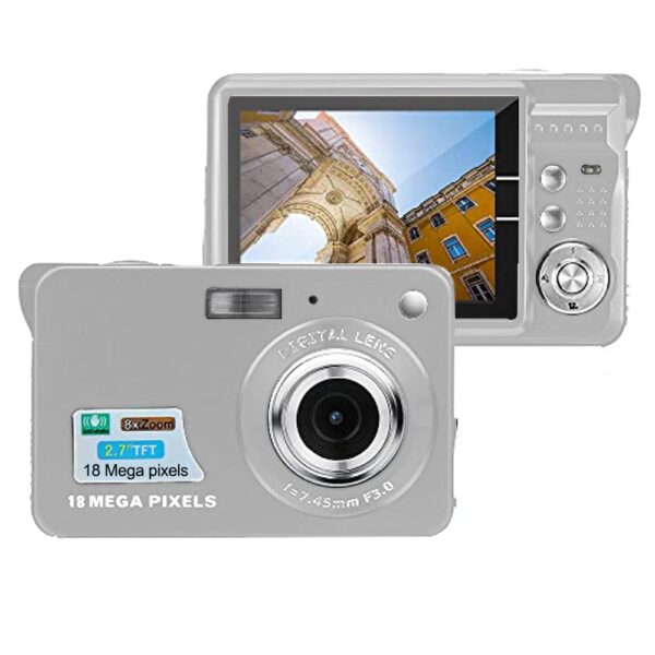 Digital Camera Mini Pocket Camera 18MP 2.7 Inch LCD Screen 8x Zoom Smile Capture Anti-Shake with Battery - Image 2